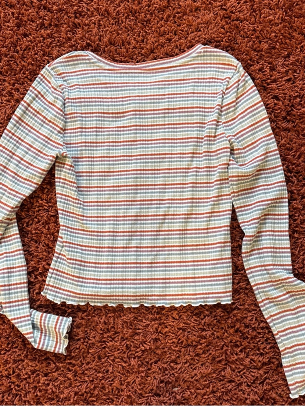 Striped Long-Sleeve Ribbed Top Multicolor - Picture 3 of 3